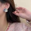 Elegant French Retro Rose Ceramic Sterling Silver Earrings