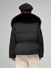 Women’s Short Big Fur Lapel Drawstring Warm Winter Jacket