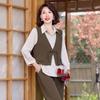 Chic Autumn Two-Piece Set: Shirt & Vest for Moms