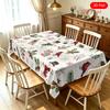 2D Flat 1pc-printed Christmas Snowman and Cardinal Tablecloth, Watercolor Style, with Festive Floral Elements and Snowflakes, Available In Various Siz