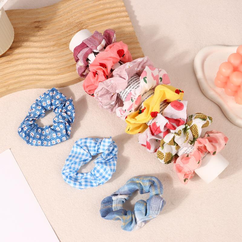 10Pcs Hair Rings Simple Cute Women Classic Large Intestine Hair Rings Marble Head Spring Summer Hair Accessories