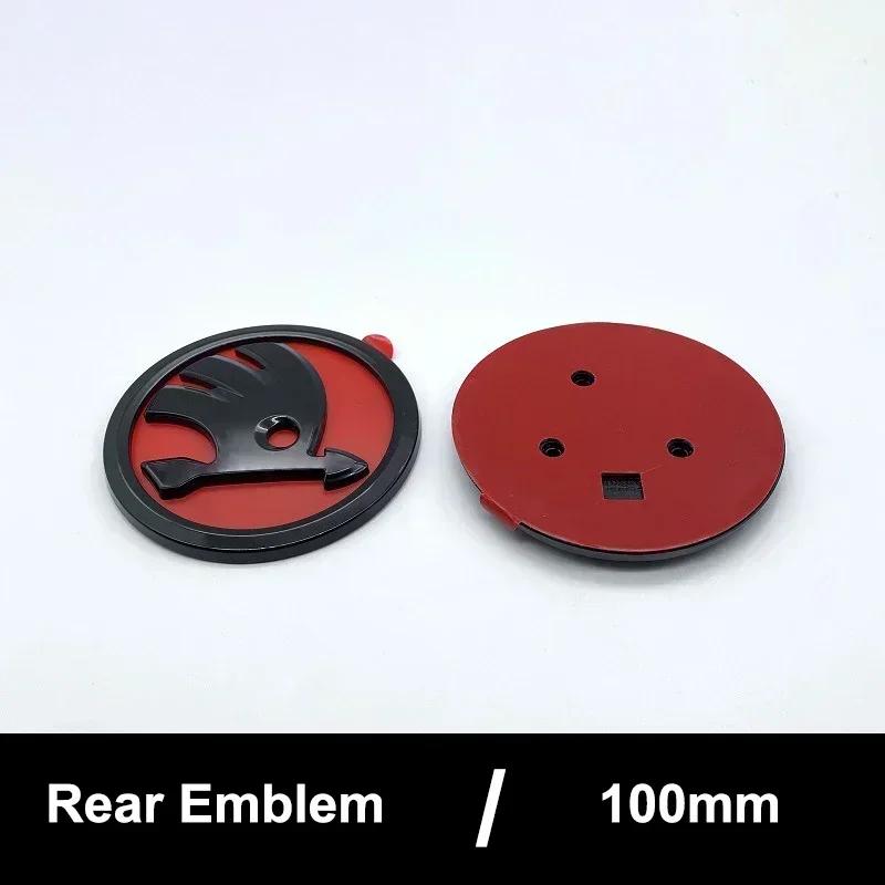 DYZ5 ABS 100mm Front Rear Emblem Decals for Skoda Yeti Superb Octavia A7 RS Rapid Fabia Karoq Car Trunk Badge Sticker Accessories