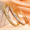 European Hot-Selling Elegant Diamond Titanium Steel Women's Bangle with Meander Pattern