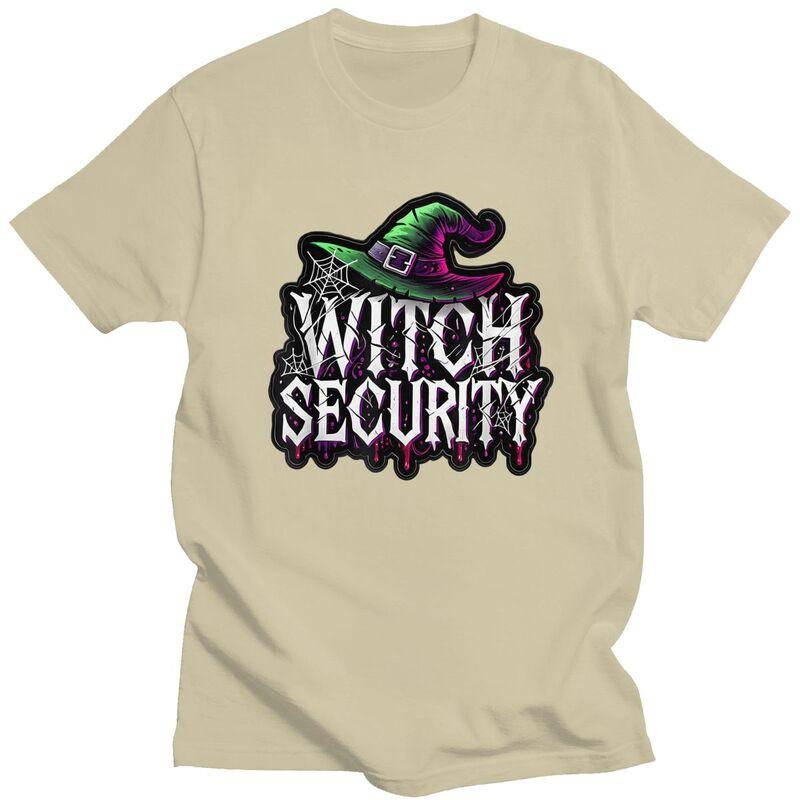 Custom Trendy Witch Security Halloween Joke T Shirt Men Short Sleeve Pure Cotton Tshirt Leisure Tee Tops Streetwear Tshirt