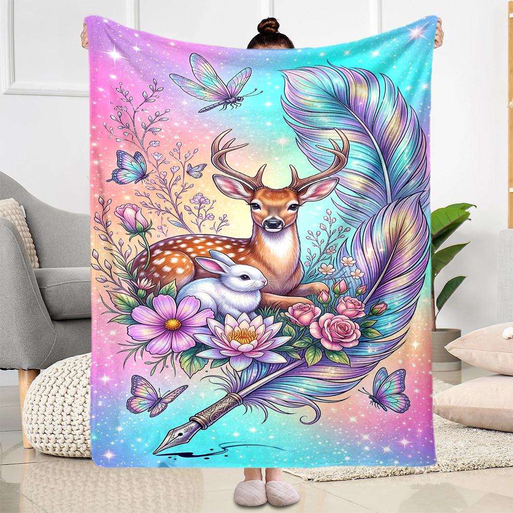 Magical Deer Fantasy Blanket,Suitable for sofas, offices, travel, living rooms, Gifts to relatives and friends, Blanket,Suitable for all seasons.