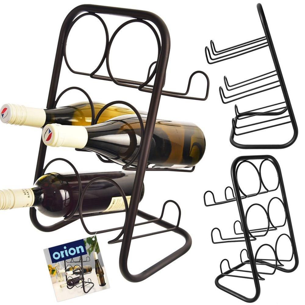 Black Metal Wine Rack for 6 Bottles 22.5x39 Cm