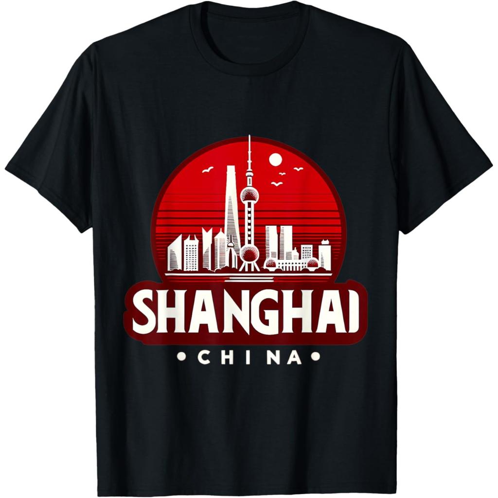 Shanghai China Asian Chinese City T Shirts Unisex Women Pure Cotton Humor Streetwear Tee Shirt Short Sleeve Unisex Loose Clothing