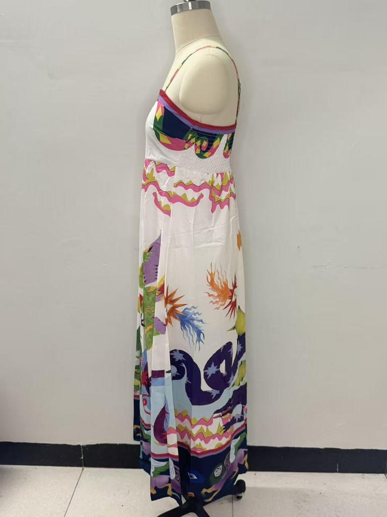 2026 Modern Style Women's Sleeveless High-Waisted Printed Camisole Dress - Casual and Commute Wear