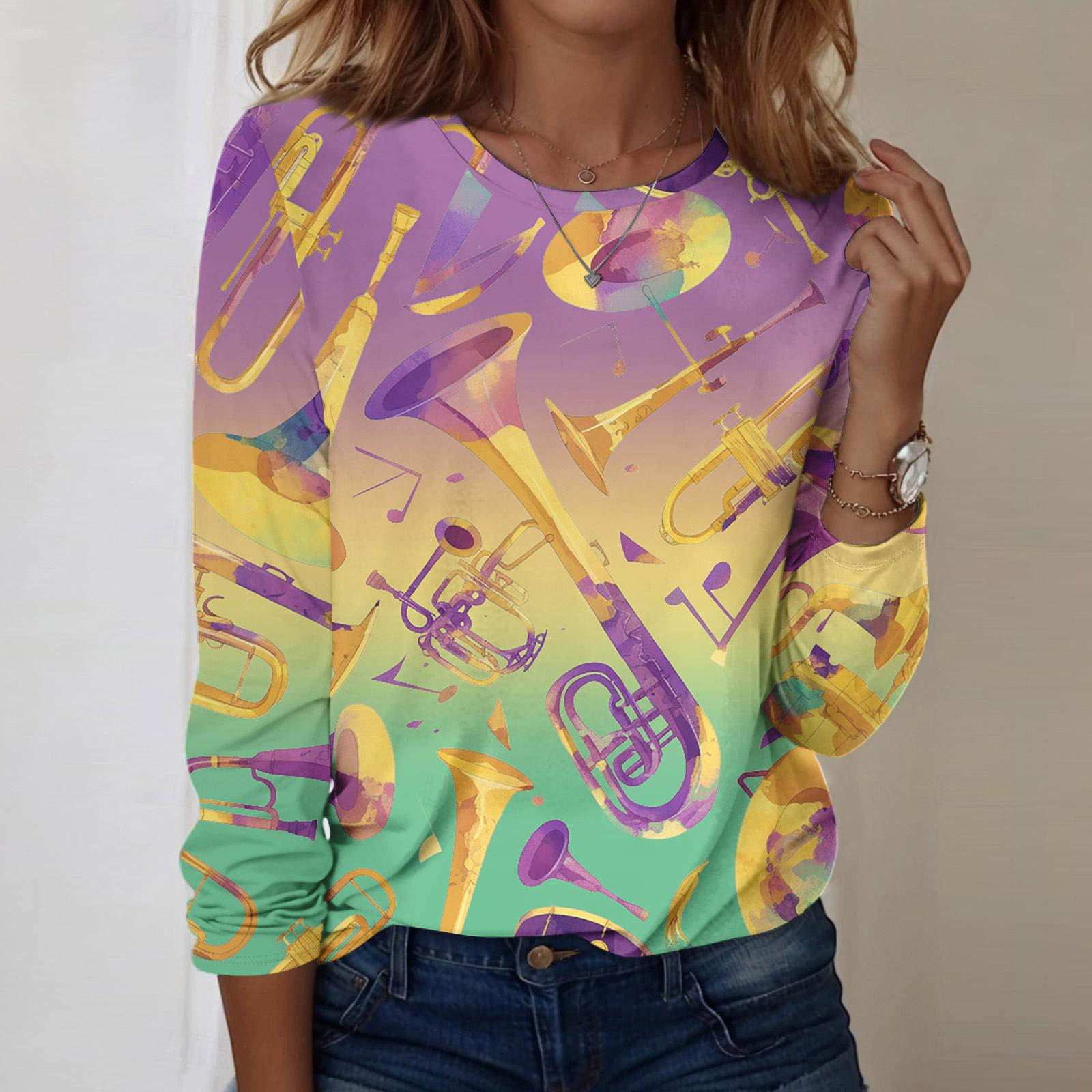 

Рубашки с длинным рукавом для женщин, милые футболки с графическим принтом, блузки, повседневные базовые топы больших размеров, пуловеры S оранжевый