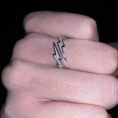 Punk Hip Hop  Color Lightning Open Rings For Men Women Fashion Jewelry Gift Creative Adjustable Ring