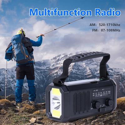 Solar Powered AM FM Weather Radio SOS Alarm Type-C Charging Emergency Weather Radio with LED Flashlight Reading Lamp for Outdoor