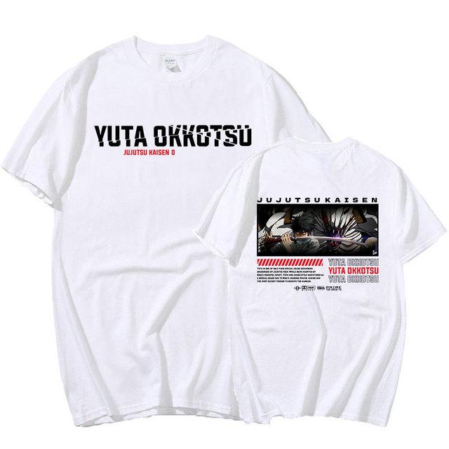 Футболка Аниме дзюдзюцу кайсен забавная манга Юта Оккоцу хлопковая футболка с короткими рукавами мужская одежда футболки большого размера уличные топы в стиле Харадзюку XXXL белый 1186₽