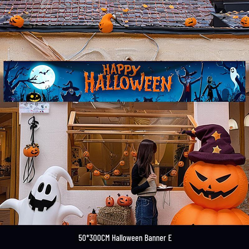 Halloween Pumpkin Banner: Outdoor Doorway & Wall Decor for Photo Props