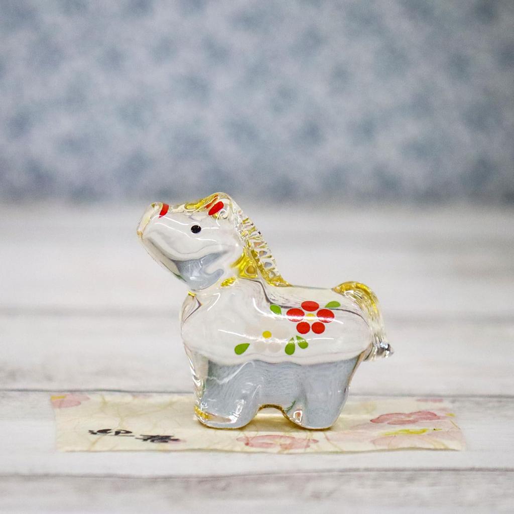 Craftsman House 2026 Zodiac Year of the Horse Glass Medium (Reiwa 8) Gold-Lacquered Ornament,