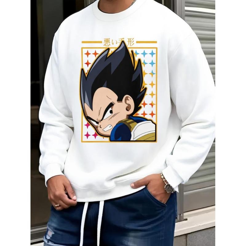 

Свитшот с круглым вырезом Dragon Ball, Смесь хлопка и мериносовой шерсти, Уютная одежда для работы из дома и отдыха XXL