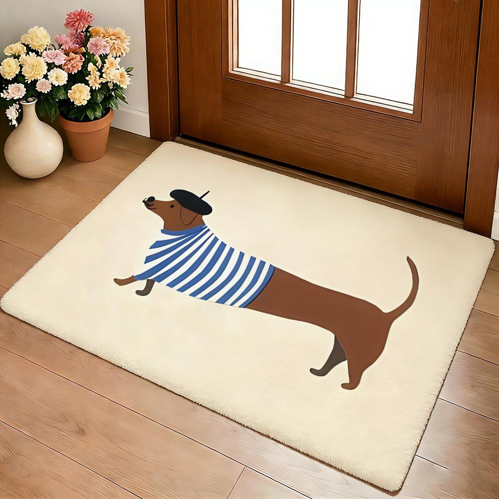 Dachshund puppy Floor Mat Cozy Flannel Soft Thick Non-Slip Mat for Living Room Bedroom Kitchen Decor Rugs