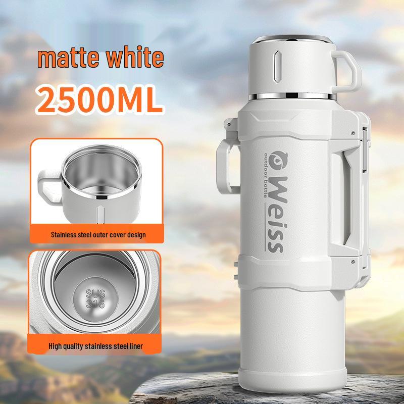 Food-Grade Thermos Flask with Tea and Water Separator - Large Capacity, Portable for Outdoor Use