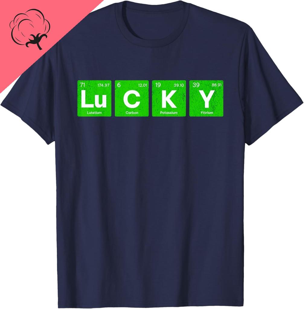 Lucky Periodic Table Element Funny Science Girl Boys TShirt Unisex Summer Streetwear Tops Graphic T Shirts Camiseta Hombre