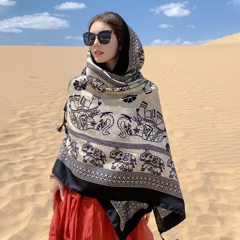 Women S Ethnic Style Thin Scarf For Beach Travel Sun Protection Photography