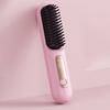Cordless Hair Straightener Brush 3 Temperature Adjustable LED Display Mini Hair Straightening Comb USB Rechargeable Fast Heating Electric Hot Brush
