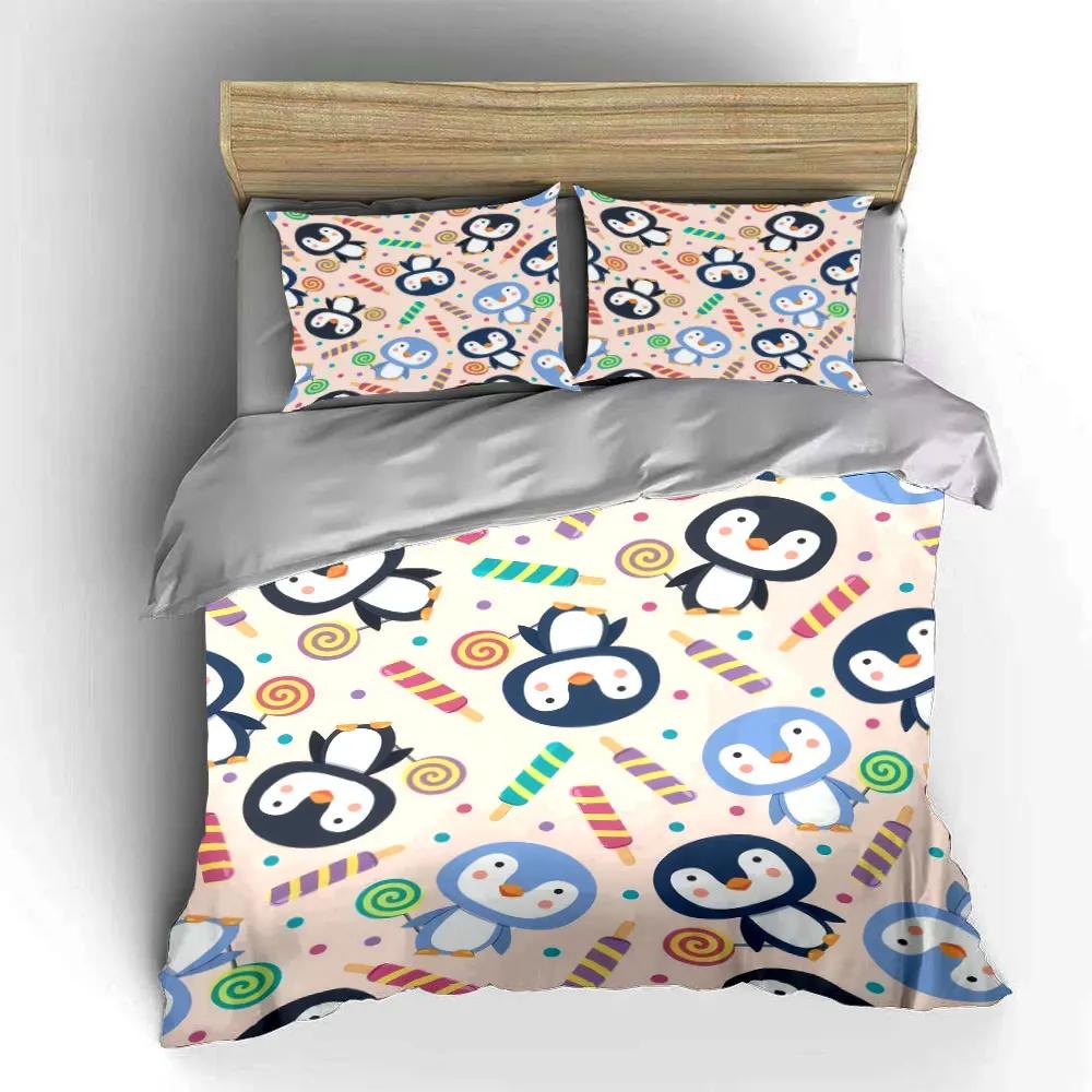 Penguin Themed Decorative Set Soft Comfortable Duvet Cover Bedding Set Included 1*Duvet Cover & 2*Pillowcases gift