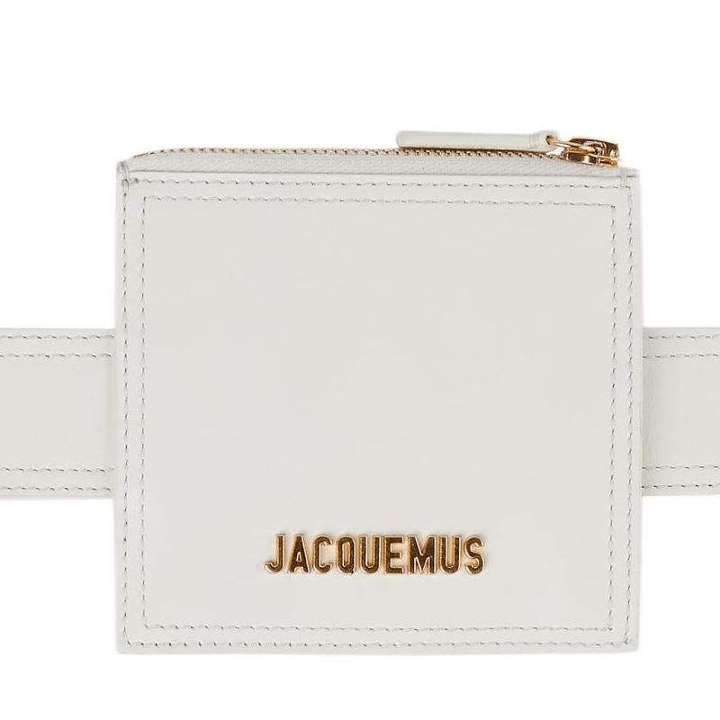 Jacquemus Logo Adjustable Buckle Leather Waist Bag Women bags White 211AC15211300100