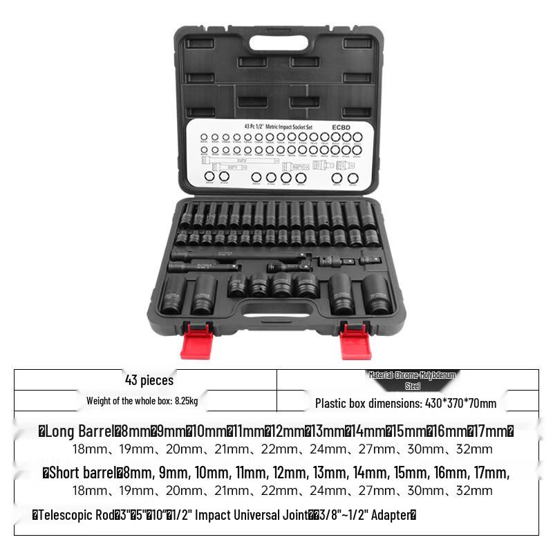 Automotive Impact Socket Wrench Tool Set
