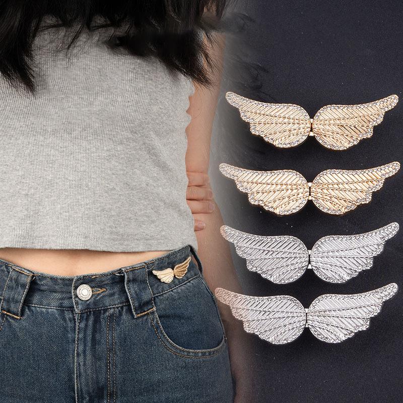 Portable Angel Wings Jeans Waist Button Adjustable Clips For Pant Skirts Waist Tightener Buckle Pin Button Clothing Supplies