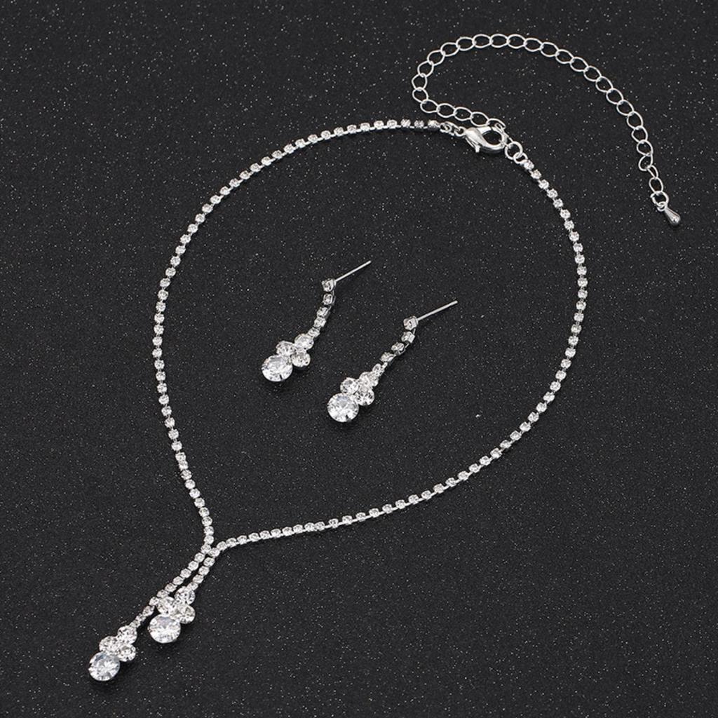 4-teilige modische Damen Zirkon Sets mit Zirkon Ohrringen, Halsketten, Armbändern, Hochzeitsdekorationen