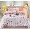 4 Piece Washed Cotton Bed Sheet Set Brushed Finish Duvet Cover Pillowcase For Years Round Comfort Family Household Use