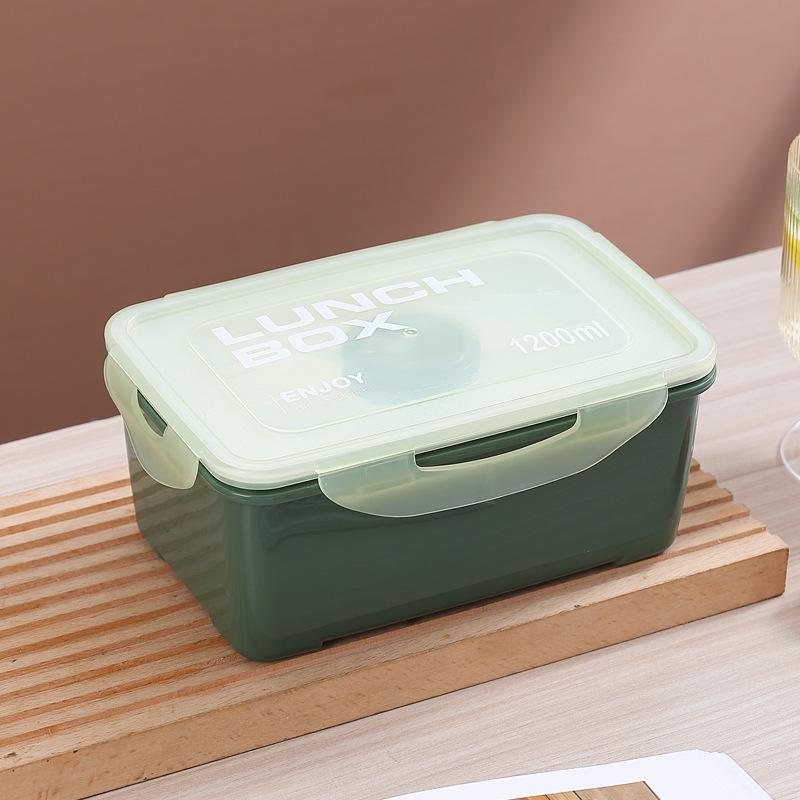 Microwavable Japanese-Style Wheat Straw Lunch Box Set with Compartments for Students and Office Workers