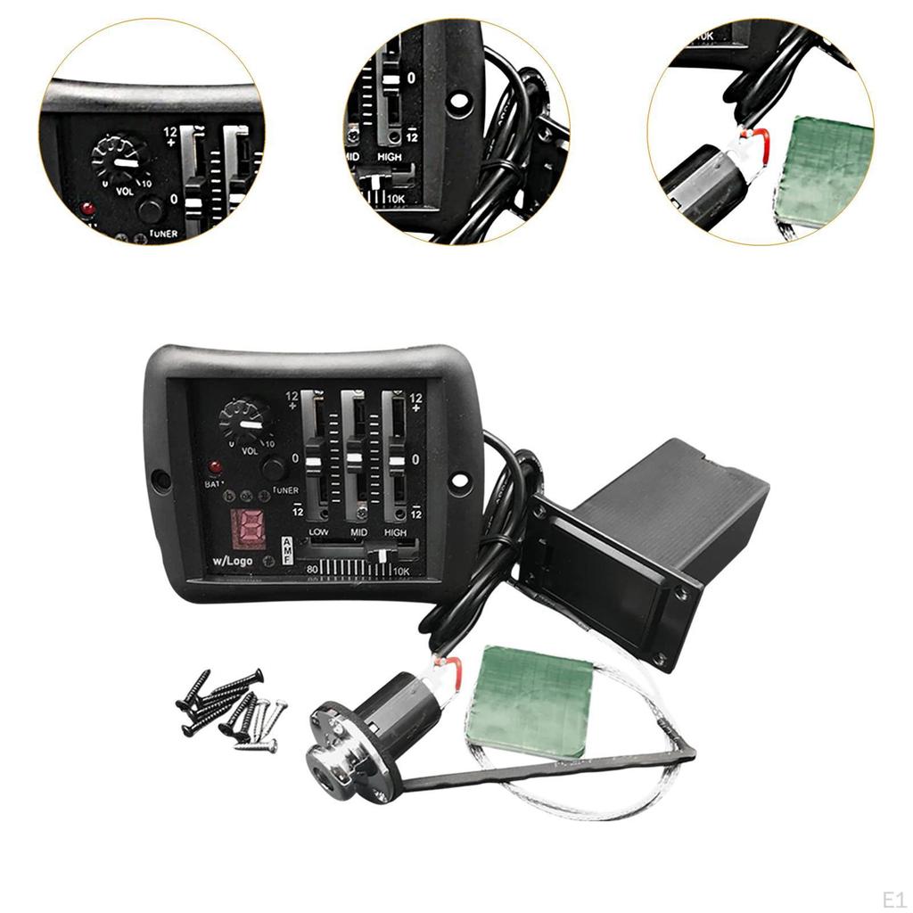 4 Band Equalizer Digital Tuner Pickup, EQ Pickup Acoustic Guitar with LCD Display
