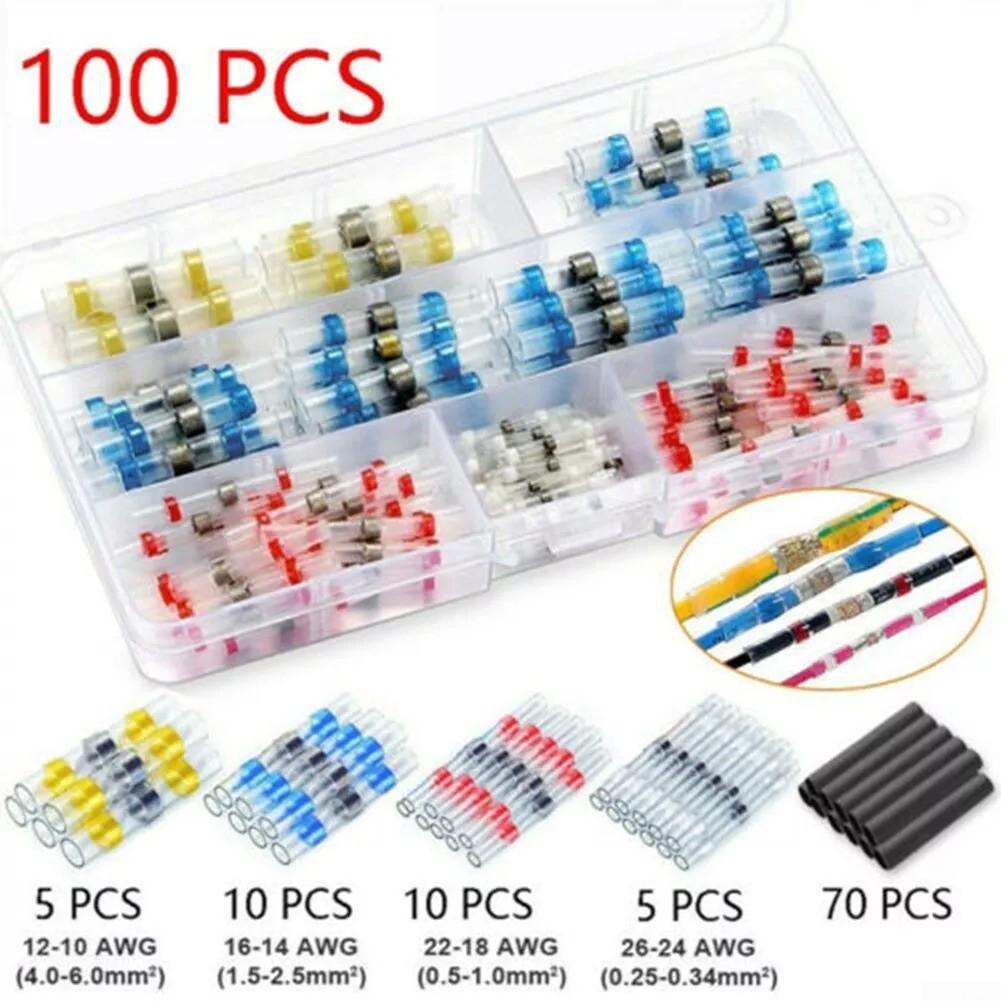 Marine and Automotive Solder Seal Sleeve Heat Shrink Butt Connector 100pcs