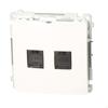 RJ45 computer socket, category 6, double with anti-dust shutter