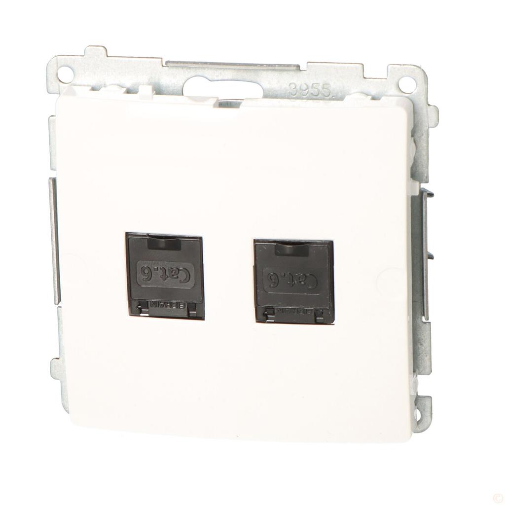 RJ45 computer socket, category 6, double with anti-dust shutter