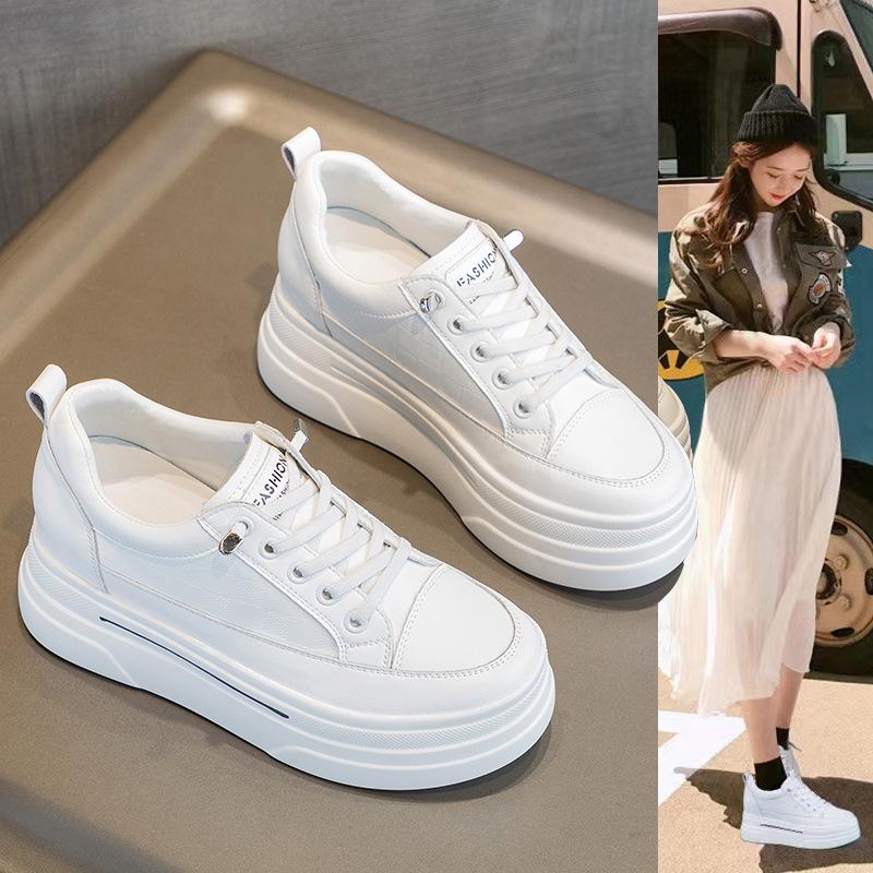 Small inner height increase thick-soled wedge heel 2025 summer new casual women's net shoes breathable and comfortable muffin white shoes