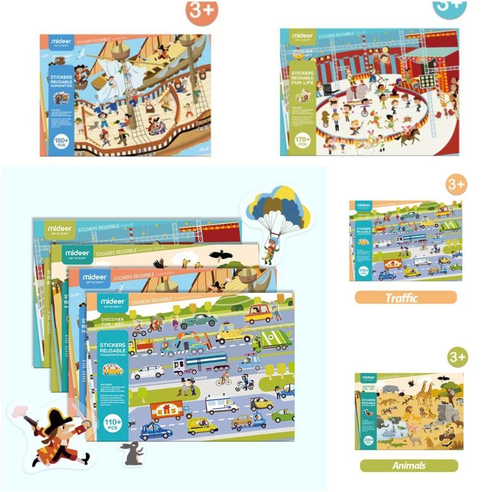 

Animal/Vehicles Animal Reusable Sticker Pad Reusable Electrostatic sticker Children s Toys