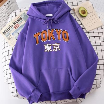 Nowe najlepsze miasta Azji Tokio Drukowanie Męskie bluzy z kapturem Ciepły swobodny dres Grube wygodne bluzy Oversize Miękkie męskie bluzy z kapturem