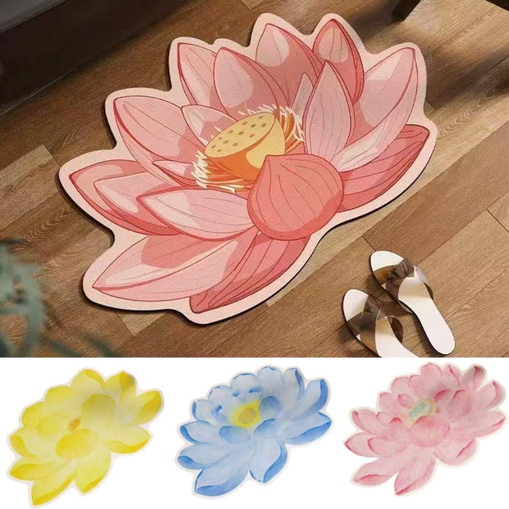 

Special-Shaped Lotus Floor Mat Pastoral Blanket New Flower Carpet Cloakroom D