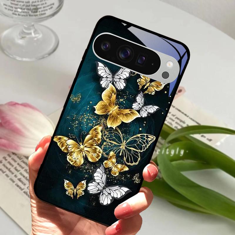 For Google Pixel 9 Pro XL Case Pixel9 Cute Animal Tempered Glass Phone Cover For GOOGLE PIXEL 9A Glass Protective Fundas Cases
