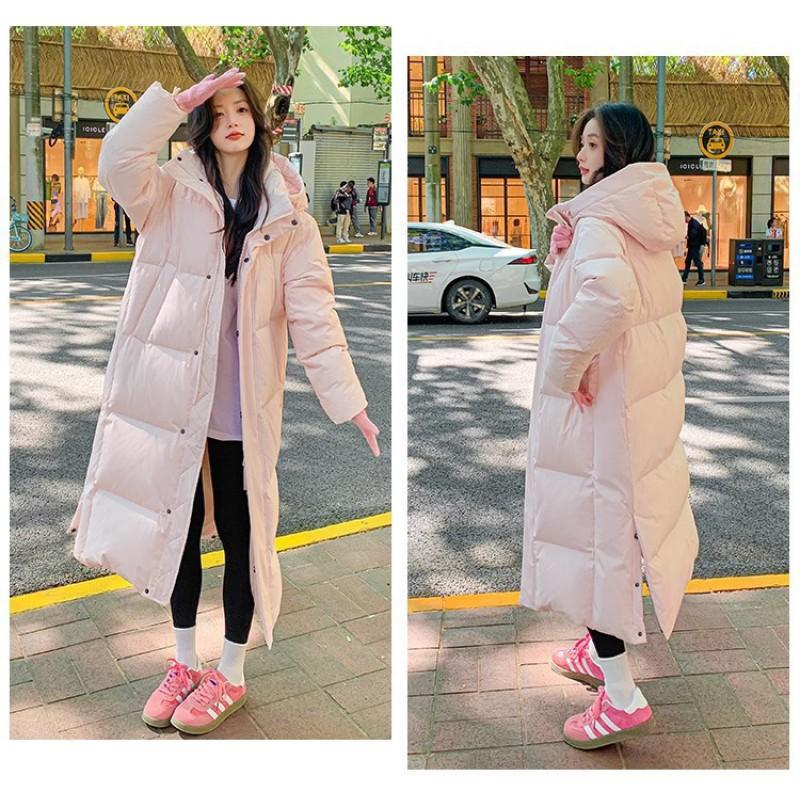 Womens Long Puffer Coat With Hood 50% Duck Down Fill Oversized Warm Winter Jacket Students Daily Wear