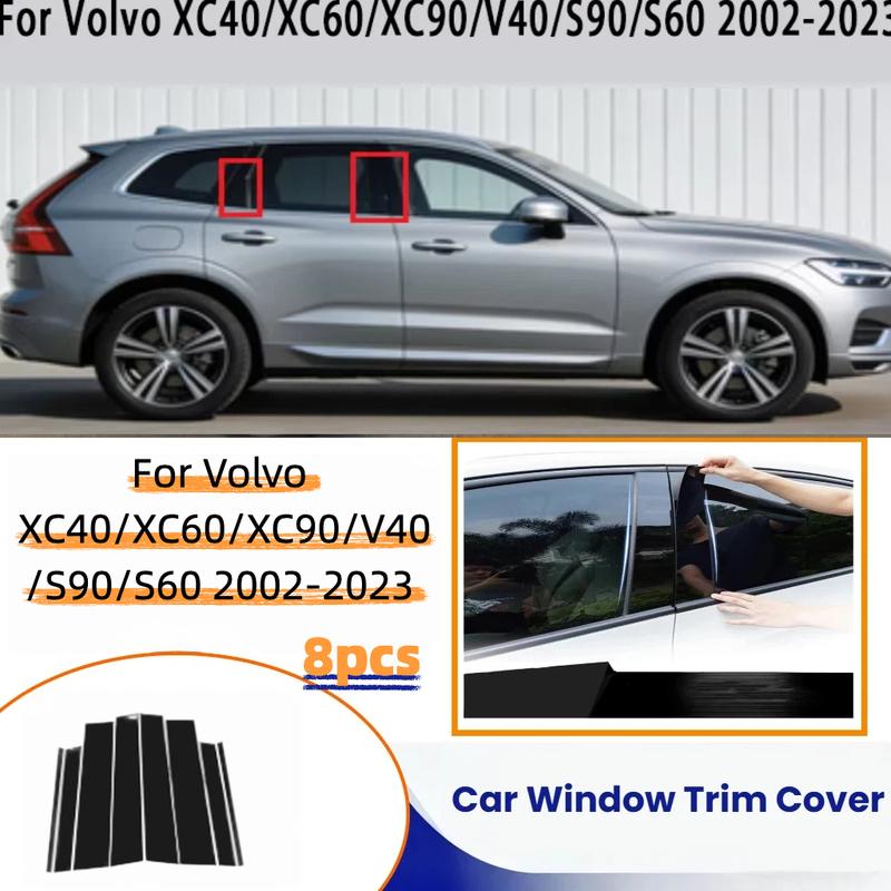 For Volvo XC40/XC60/XC90/V40/S90/S60 2002- Window Trim Covers Center Film Column B C Pillar Posts Sticker Car Accessories
