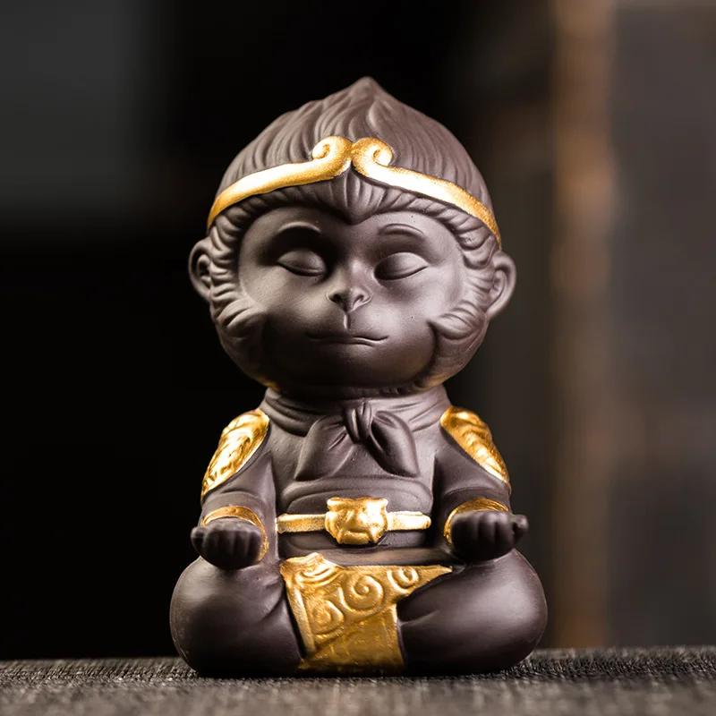 The Monkey King Quest for The Sutra Tea Pet Decoration Supportable Yixing Clay Tea Carve Tea Pet Monkey King Tea Accessories