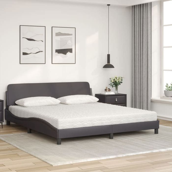 VidaXL Lit avec matelas marron 180x200 cm similicuir 3208459