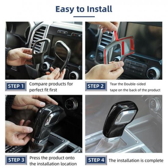 Black Wood Center Gear Shift Head Knob Decor Cover Trim For Ford F150 15-20