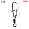 50Pcs Heavy-Duty Ball Bearing Fishing Swivels Snaps With 8-Shaped Swivel Rings Carbon Steel For Saltwater Lure Conne