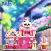 Panda Milk Tea Shop Ice Cream Shop Building Blocks Street Scene Assembly Model Toy Cute Desktop Decoration Children's Gifts