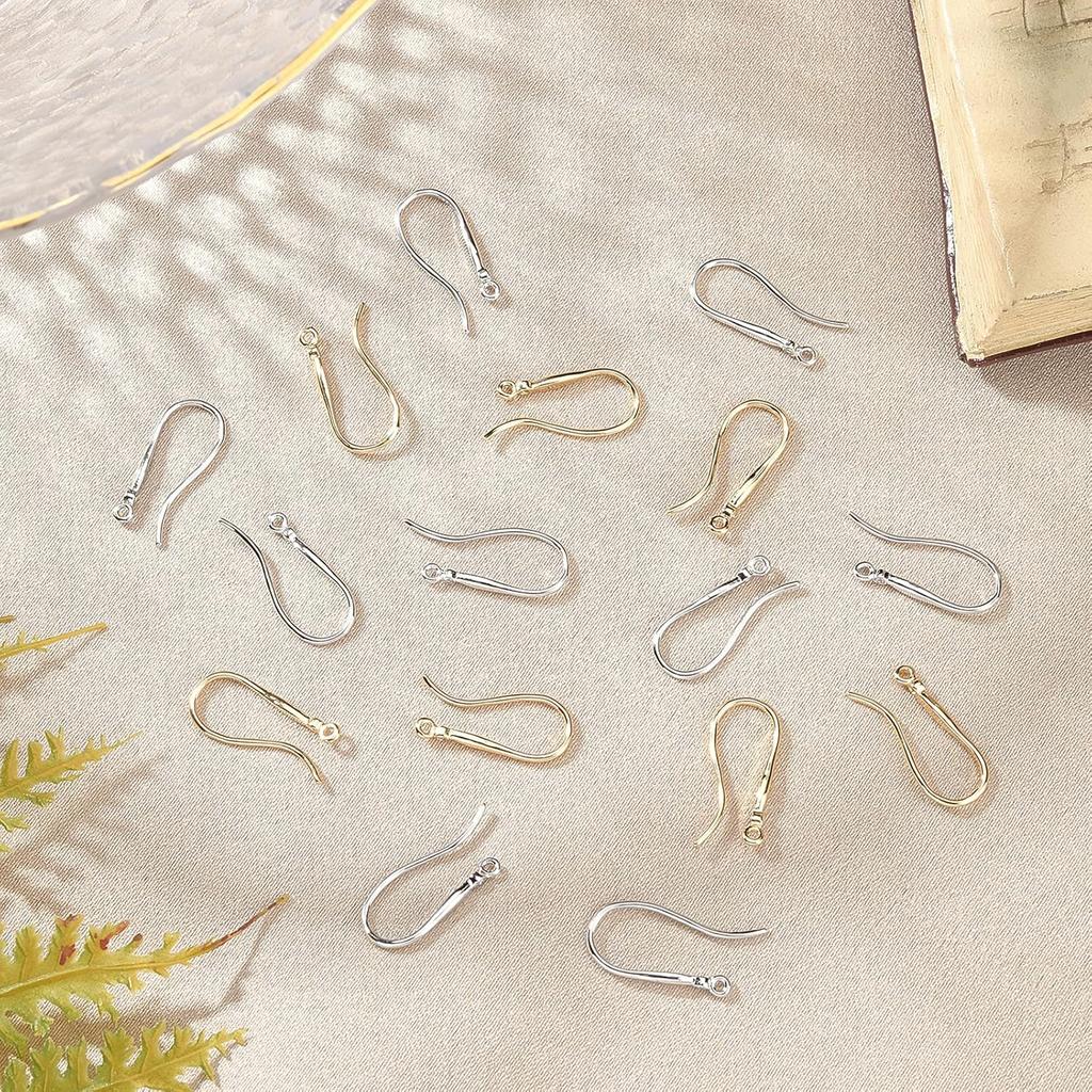 PH PandaHall 20pcs 18K Gold Plated Earring Hooks, French Ear Wire Golden Platinum Fishhook Hoop Earrings Brass Earring Findings Component for DIY