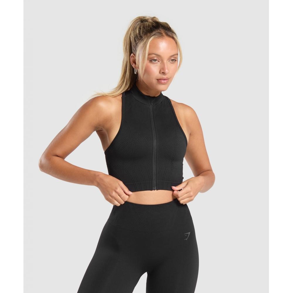 

Gymshark Corset Seamless Crop Tank Black B9a5m Bb2j XS