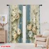 2 szt., druk płaski 2D Zasłona okienna z motywem kwiatowym(1) Wytrzymała tkanina w 100% poliestrowa (bez pręta) Dekoracje do wewnątrz dla